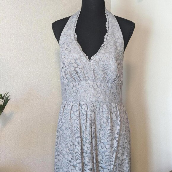 David's Bridal Taupe Lace Sleeveless Dress - Picture 1 of 7